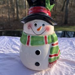 Festive Holiday Winter Snowman Cookie Jar David’s Cookies Christmas