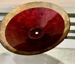 Stunning Red & Gold Glass Vessel Sink (Open Box