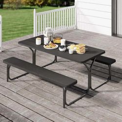 **TODAY ONLY** OUTDOOR PICNIC TABLE 6’ BLACK BRAND NEW IN BOX!!!