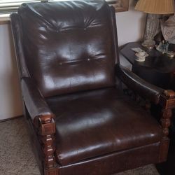 Vintage Brown Leather Rocking Chair