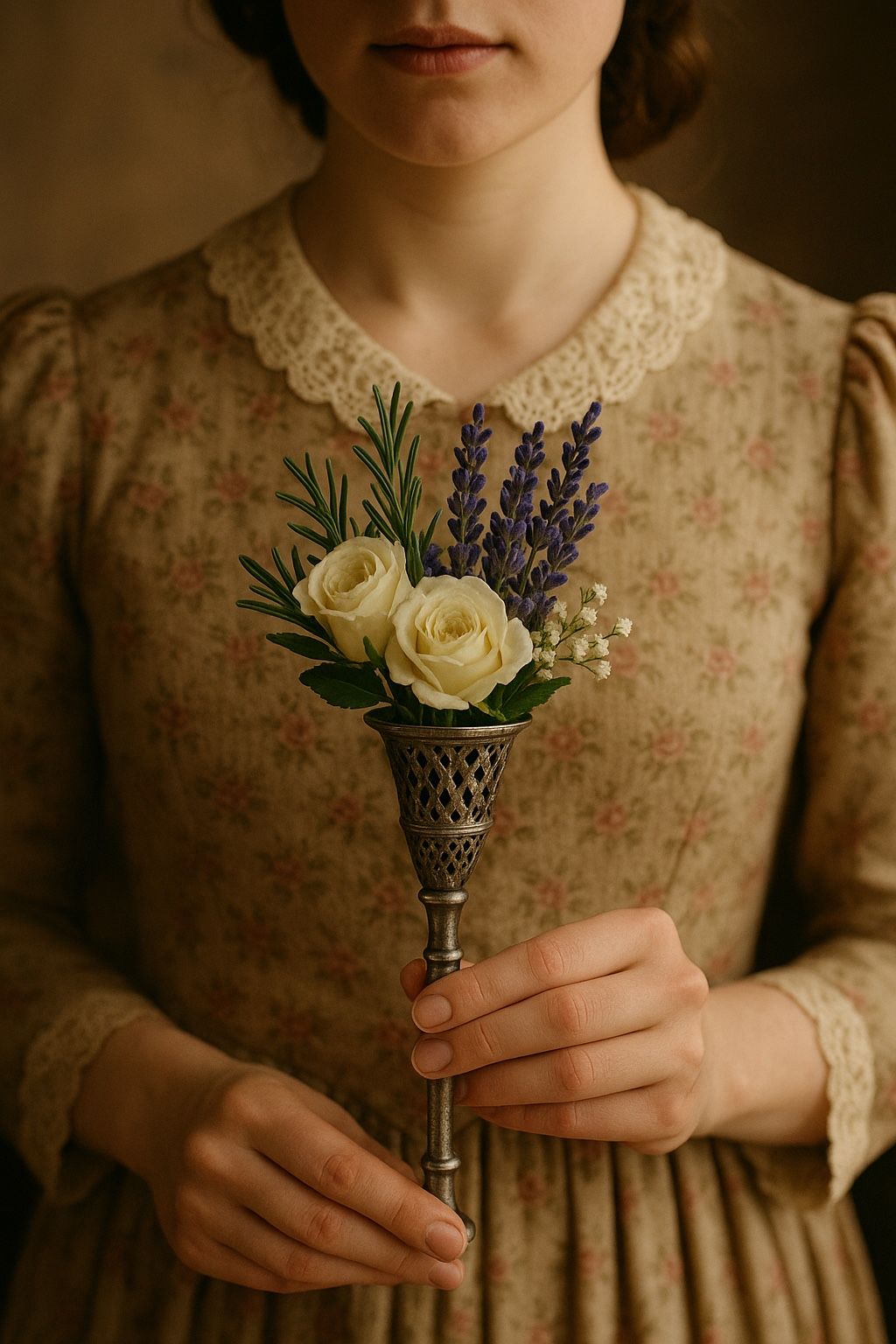 Vintage 1970s 2 Silver-plate & Gilt Brass Tussie Mussie Holders, 2.5x6.5”