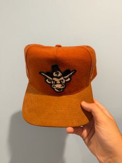 Orange Suede Snapback Cap with Longhorn Patch