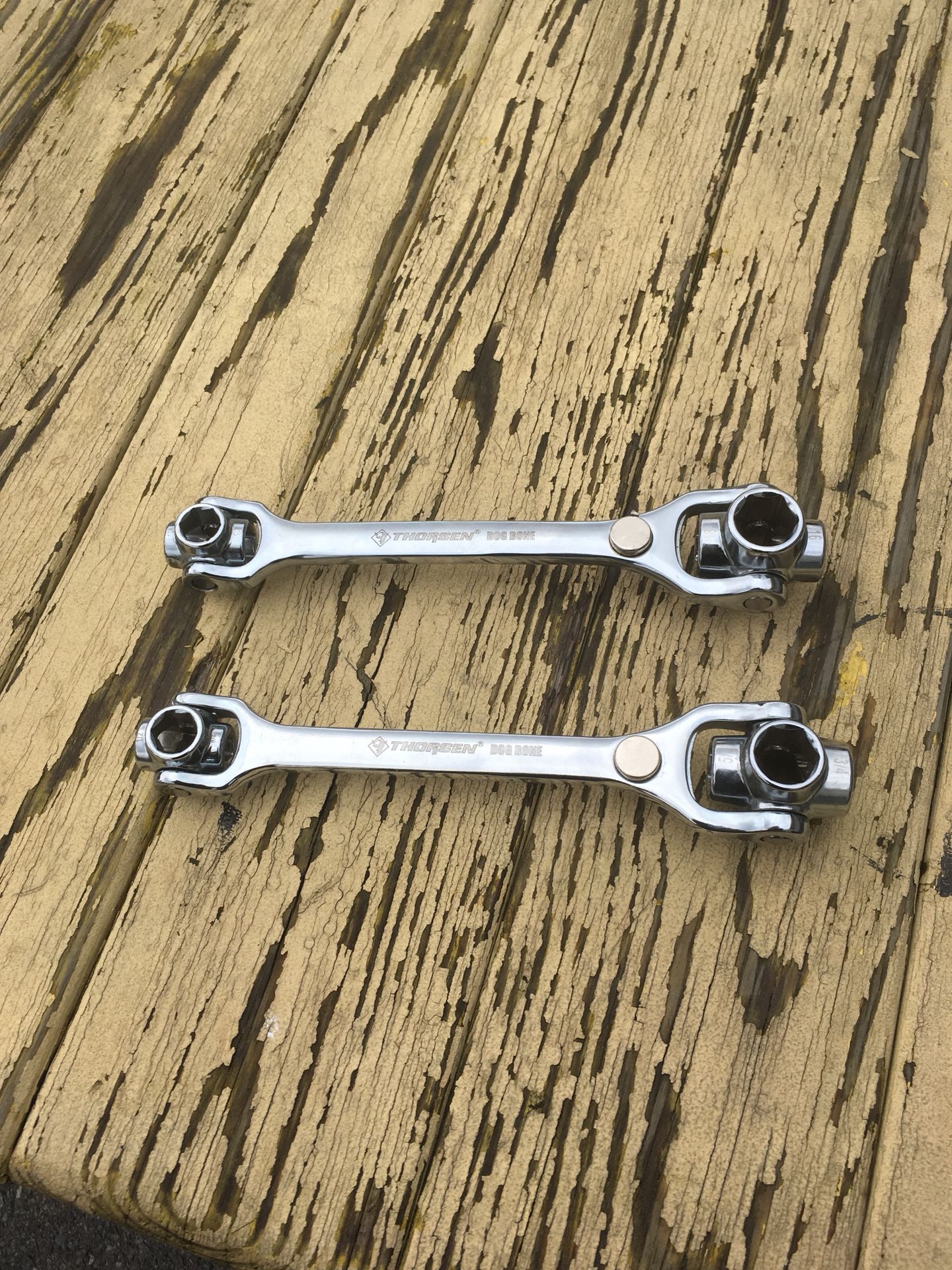 Two dogbone wrenches w magnets 8 sizes on each Metric and standard