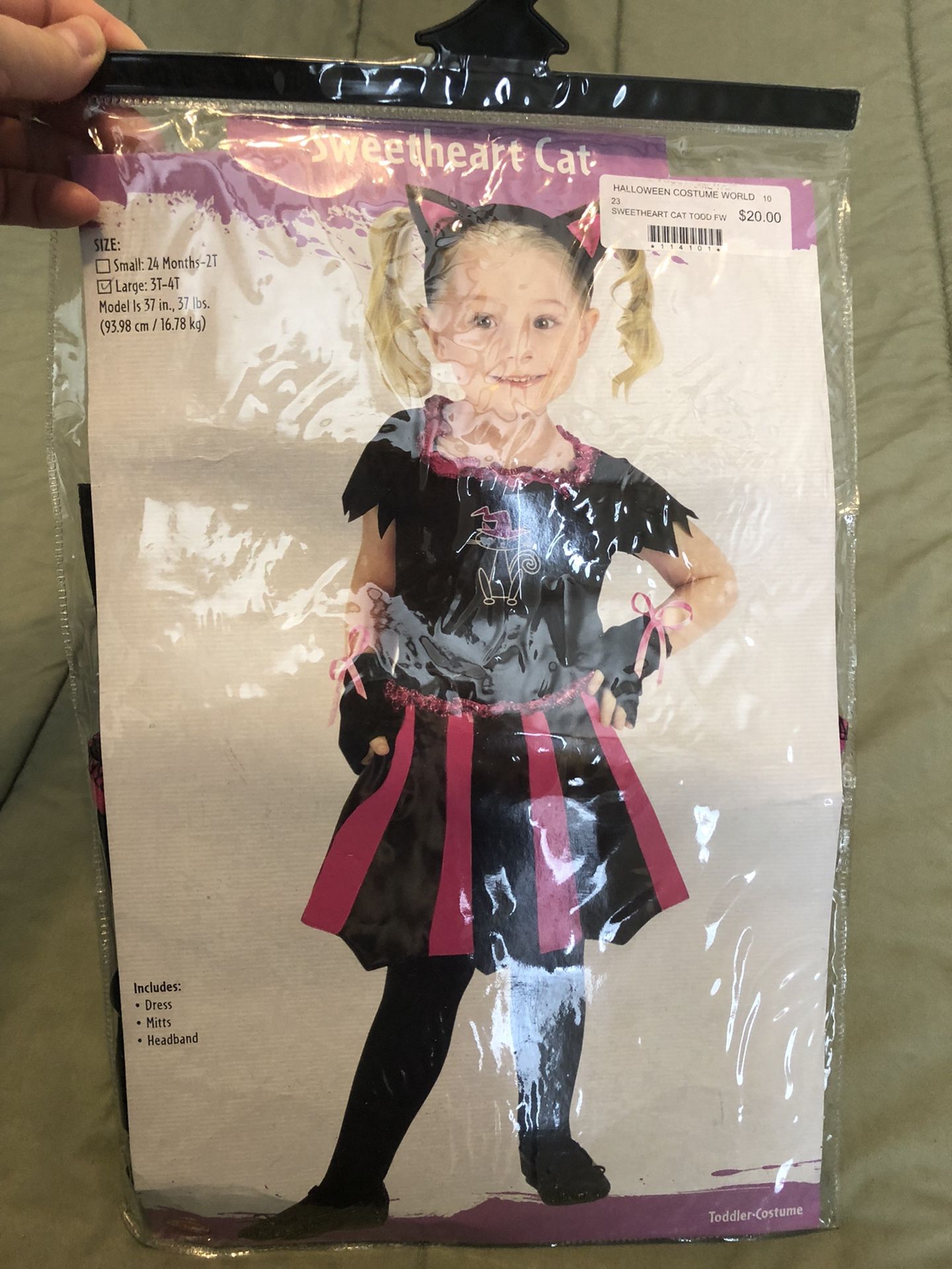 Fun World Girls Sweetheart Cat Halloween Costume Size 3t/4T NIP