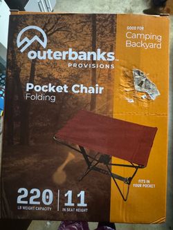 NEW Outerbanks Provisions Folding Pocket Camping Chair – 220 lb Capacity