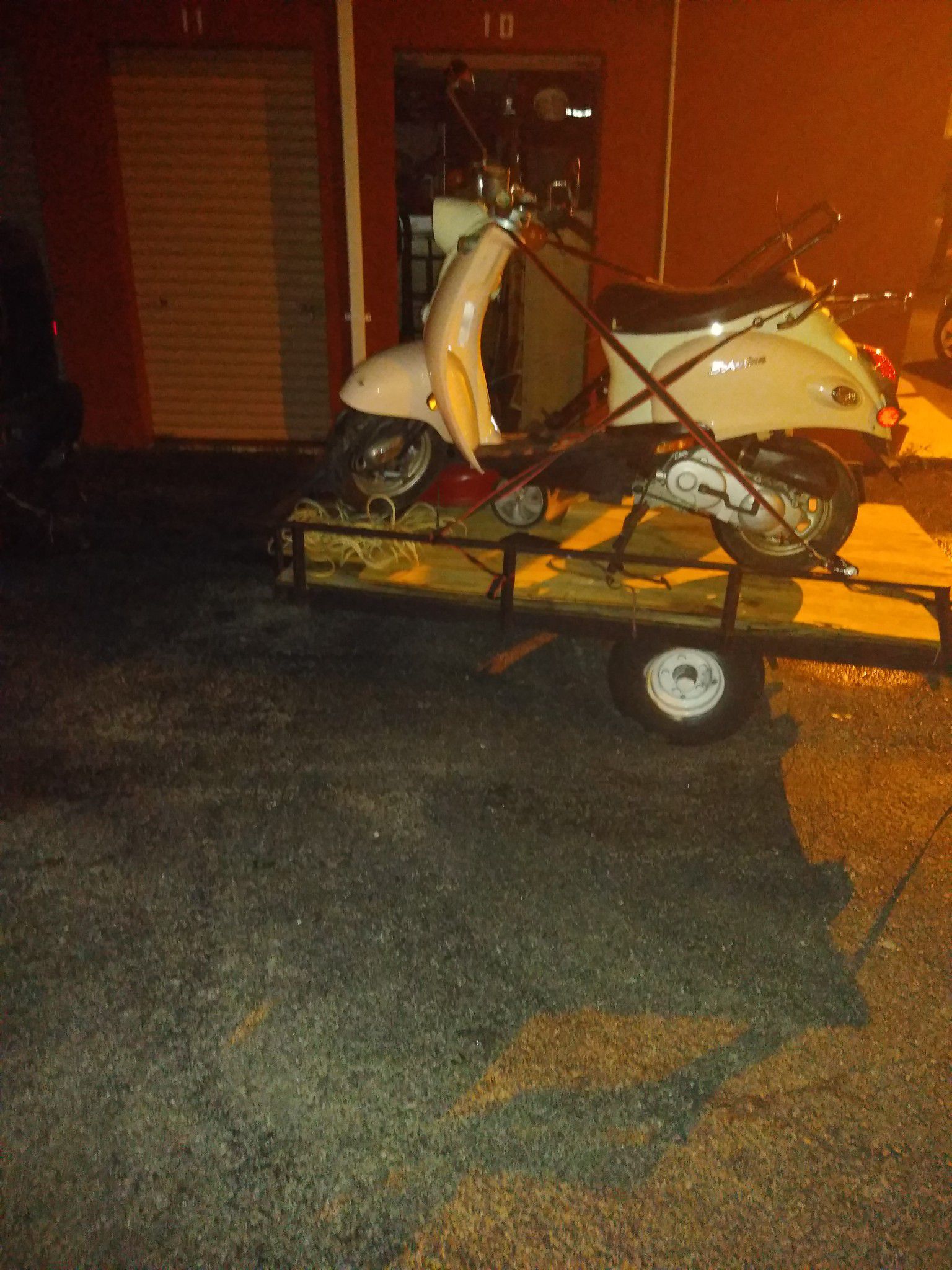 4x6 homemade utility trailer with scooter and lawn mower