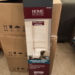 White Cordless Blinds 36x64in Premium Faux Wood *NEW*