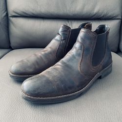 NORDSTROM MENS CHELSEA BOOTS Brown WATERPROOF Leather SHOCK ABSORBER Ankle