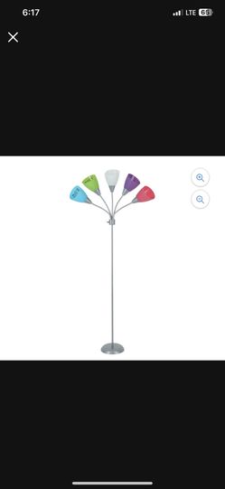5-Light Metal Floor Lamp with CFL Bulbs, Multi-color Shades