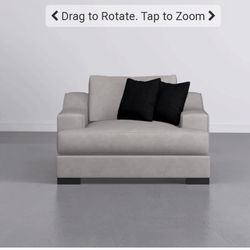 Grey 58" Velvet Oversized Chair