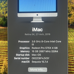 2019 i9 8core iMac 5k 27”