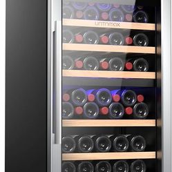 UNTOMAX Wine Fridge Dual Zone 52 Bottles (Bordeaux 750ml),Wine Cooler Refrigerator Freestanding w/Lock,41F-68F Digital Temperature Control Compressor 