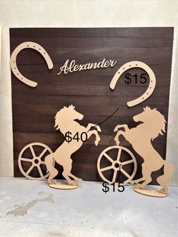 Large wooden horse cutout decoration