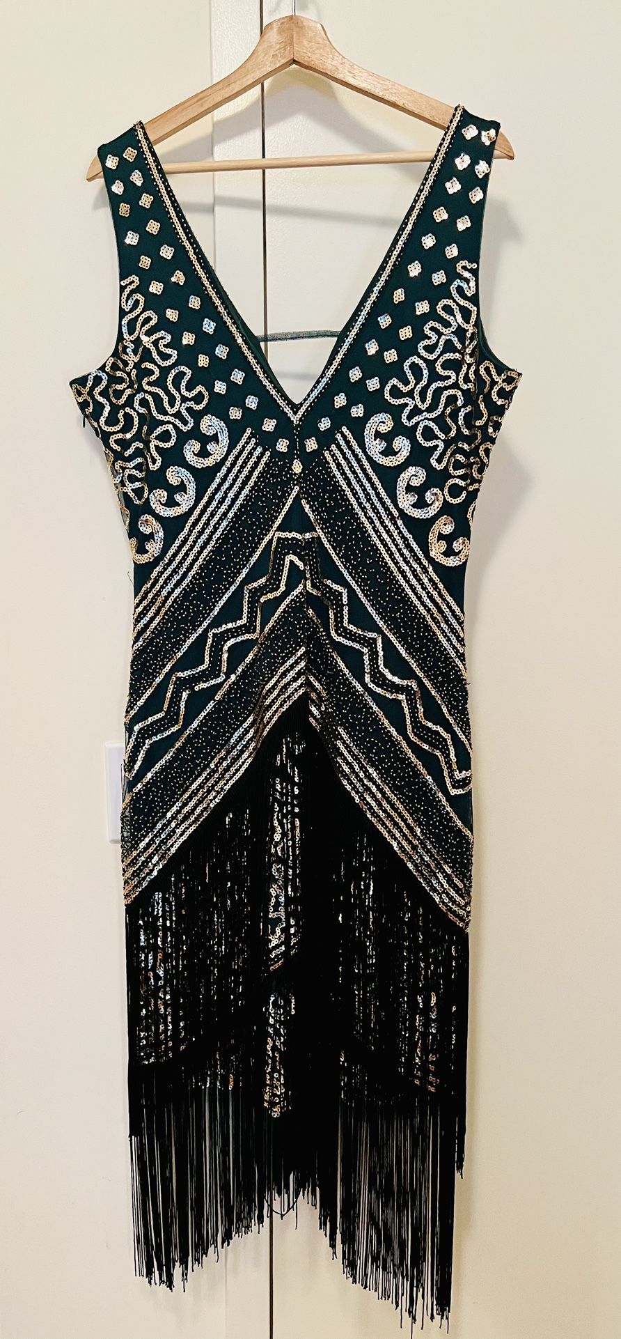 Gatsby 1920’s Green & Gold Flapper Dress