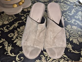 Taupe Suede Open-Toe Mule Heels 👠
