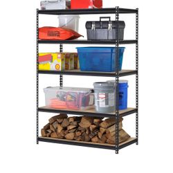 Muscle Rack 48"W x 24"D x 72"H 5-Shelf Steel Freestanding Shelving Unit; Black