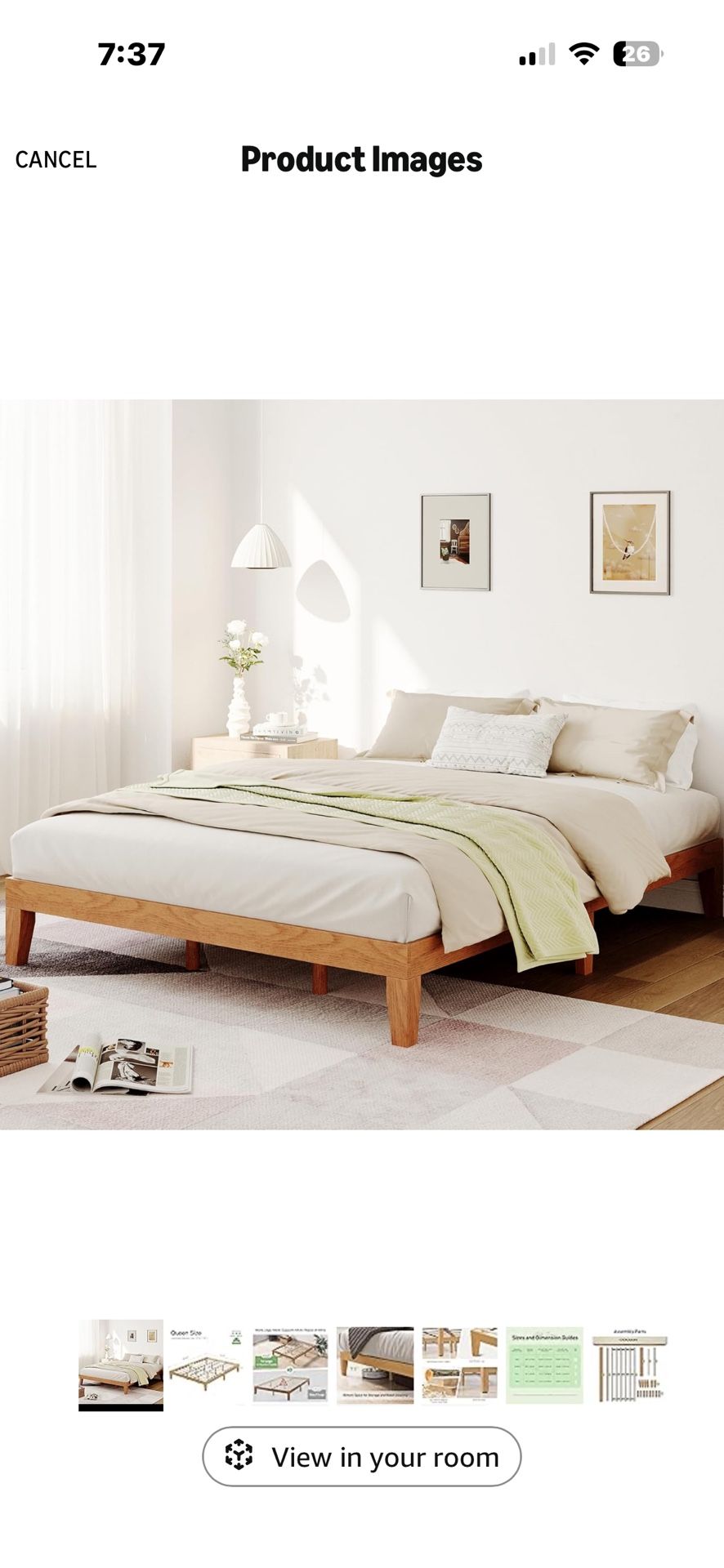 Queen wood platform bed frame