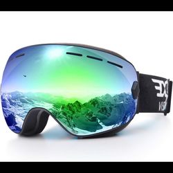 Ski Goggles Men Women Youth, Anti Fog OTG Winter Snow Goggles Spherical Detachable
