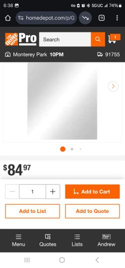 Glacier Bay 36 in. W x 60in. H Large Rectangular Gym Frameless Mirror