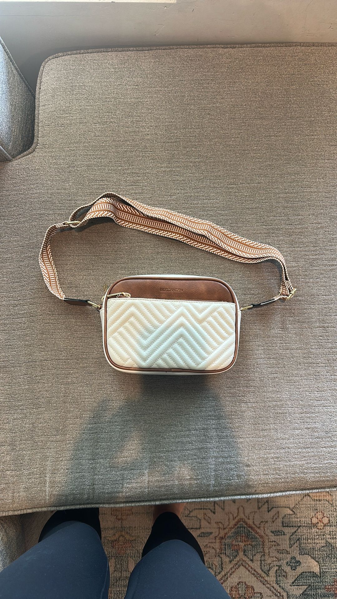 White And Brown Leather Crossbody Bag