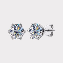 Moissanite Earrings 1ct (0.5ct each) | Sterling Silver 925 | GRA Certified | Diamond Test Pass ✅
