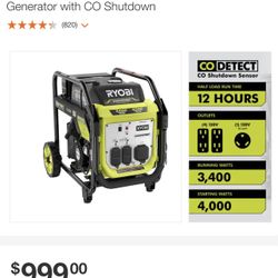 4000-Watt Gasoline Powered Digital Inverter Generator with CO Shutdown