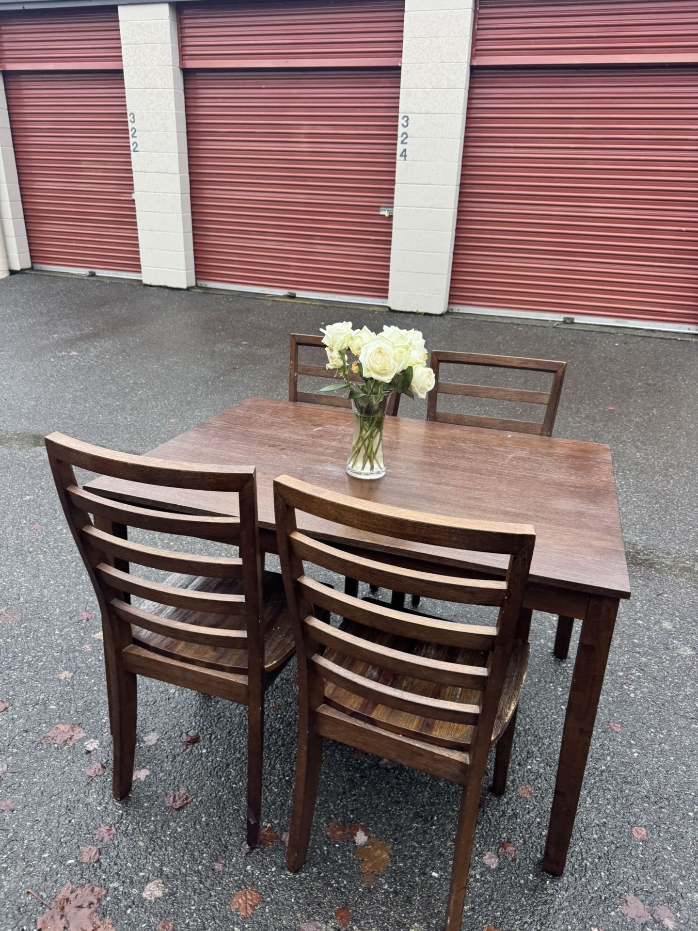 Wooden table and four chairs