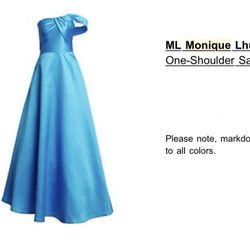 ML Monique Lhullier Sz 12 Sea Blue NWT Prom Formal