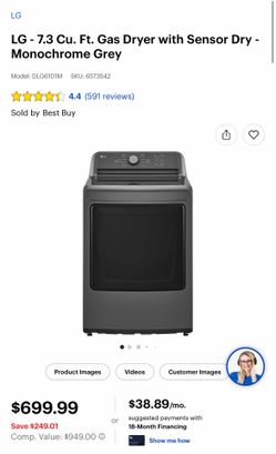 LG 7.3 cu ft gas dryer – $250 OBO