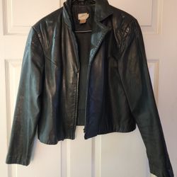 Jacqueline Ferrar Black Leather Cropped Jacket – Size 12
