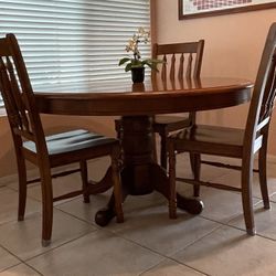 Round 52” Pedestal Dining Table, W/ Matching  Hutch   