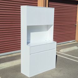 Tall Kitchen Pantry / Storage Cabinet with LED Lights + Power Outlets + USB Ports