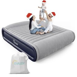 Evajoy Air Mattress with Built-in Pump, Inflatable Air Mattress with Integrated Pillow, Fast Inflation/Deflation, Airbed with Thickened PVC Build, Wat