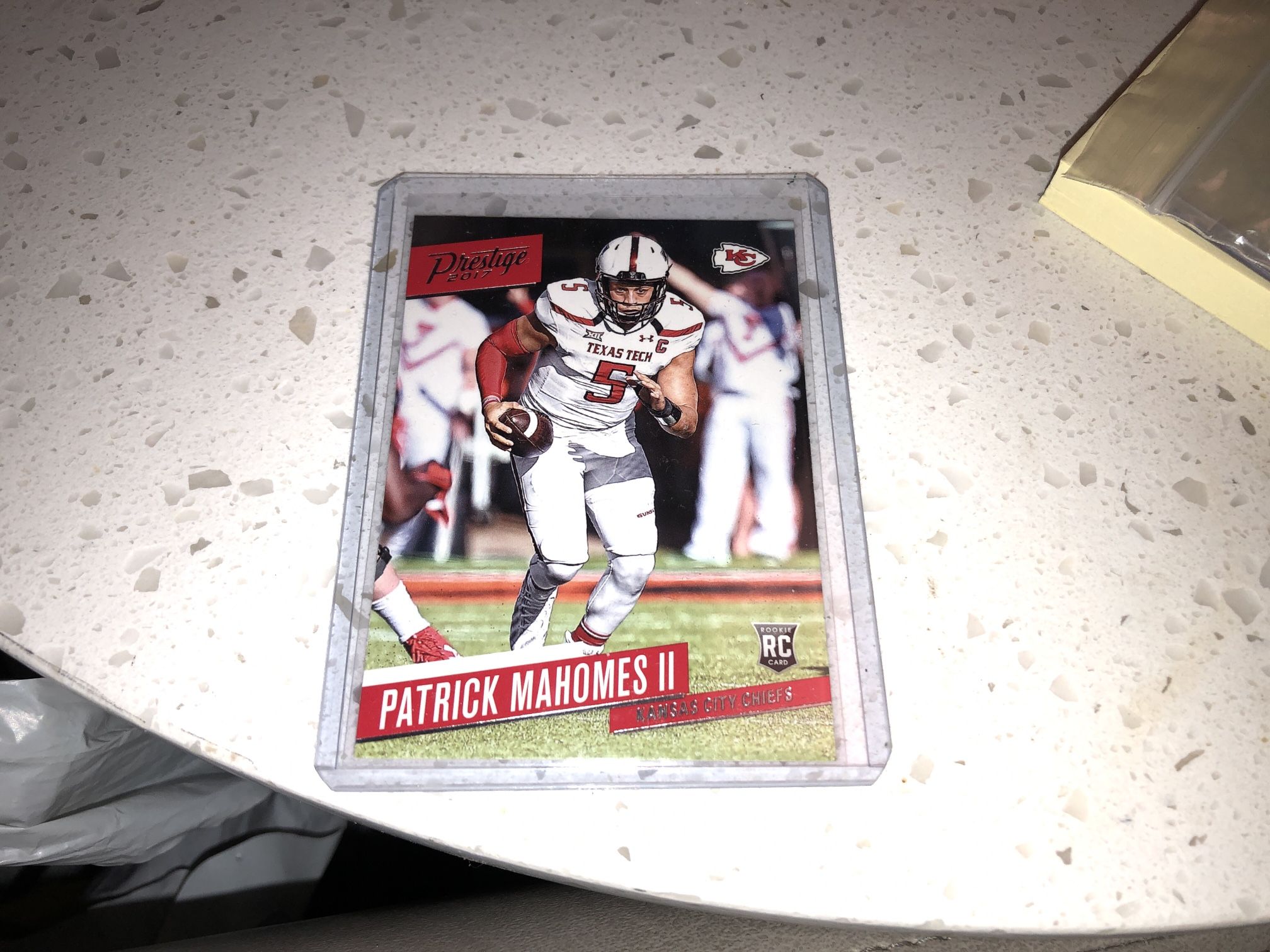 Prestige PANINI DRAFT 2017 Patrick Mahomes II Quarterback Rookie Card Texas Tech NFL Football 🏈 Player Kansas City 🌃 Chiefs 