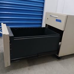 Solid Metal File Cabinet On Casters By Steelcase 