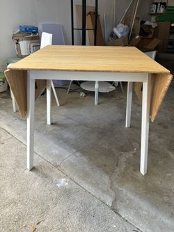 IKEA Drop-Leaf Table – Bamboo/White