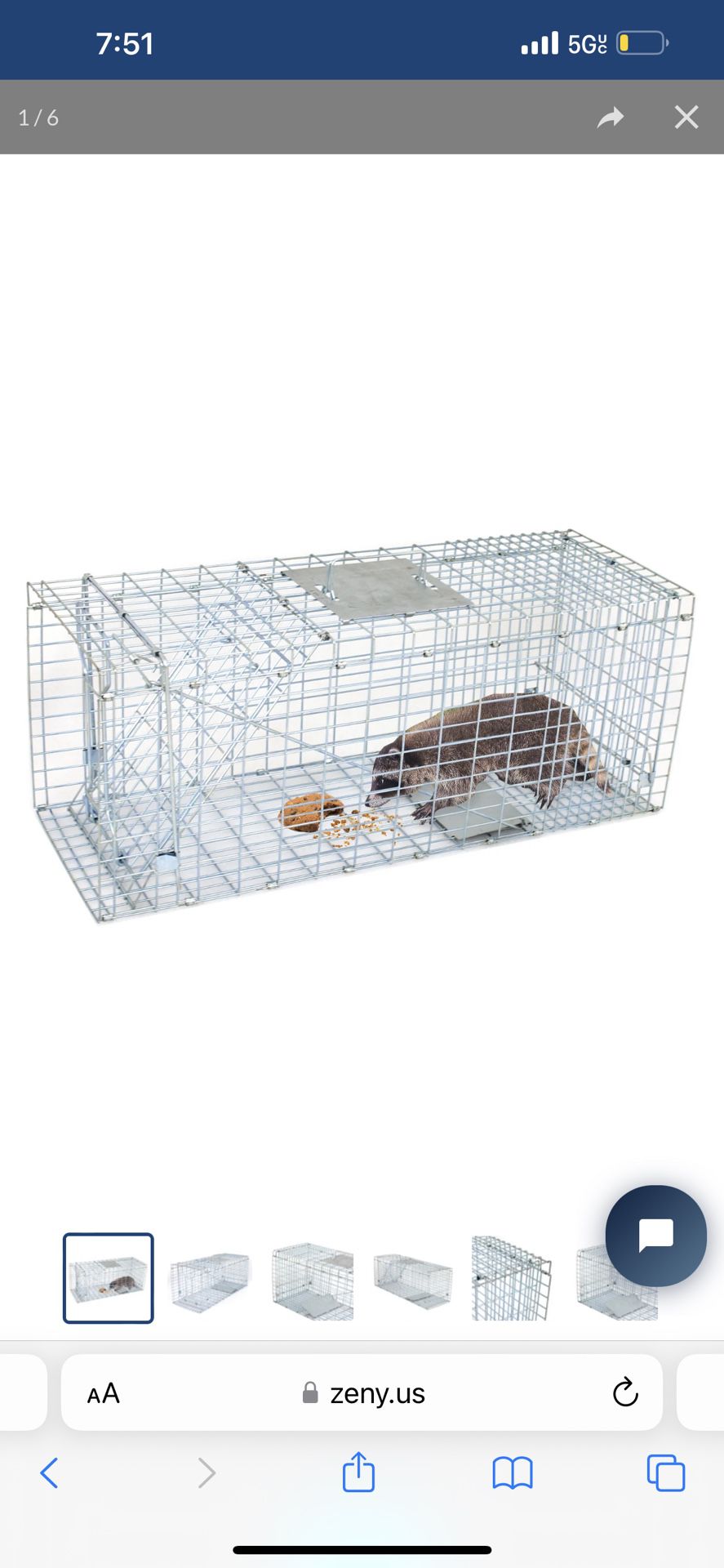 Live Animal Cage Trap 24"/31" Steel Cage Catch Release Humane Rodent Cage