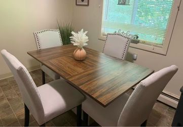55" Rectangular Dining Table with 4 chairs