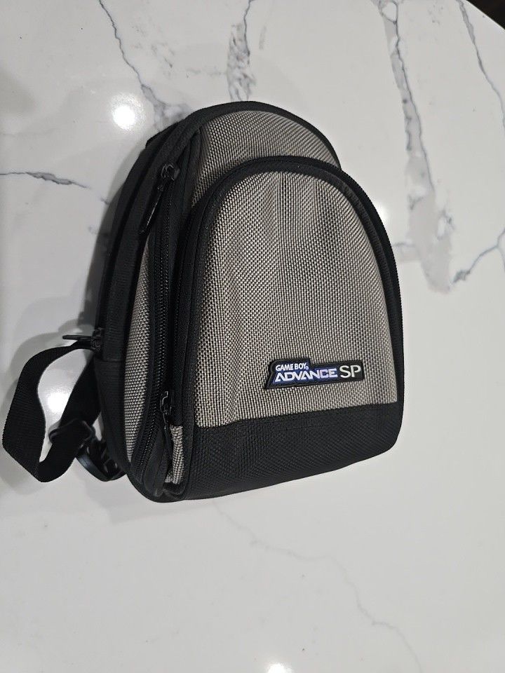 Nintendo Game Boy Advance SP Gray Nylon Zipper Mini Backpack Carrying Case GBA
