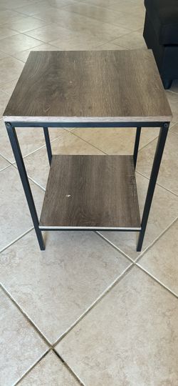 Industrial Side Table with Bottom Shelf