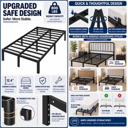 Queen frame - no box spring needed- round corners for safety