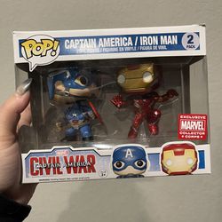  Funko Pop Captain America/Iron Man Civil War Collector Corps Exclusive 2 Pack