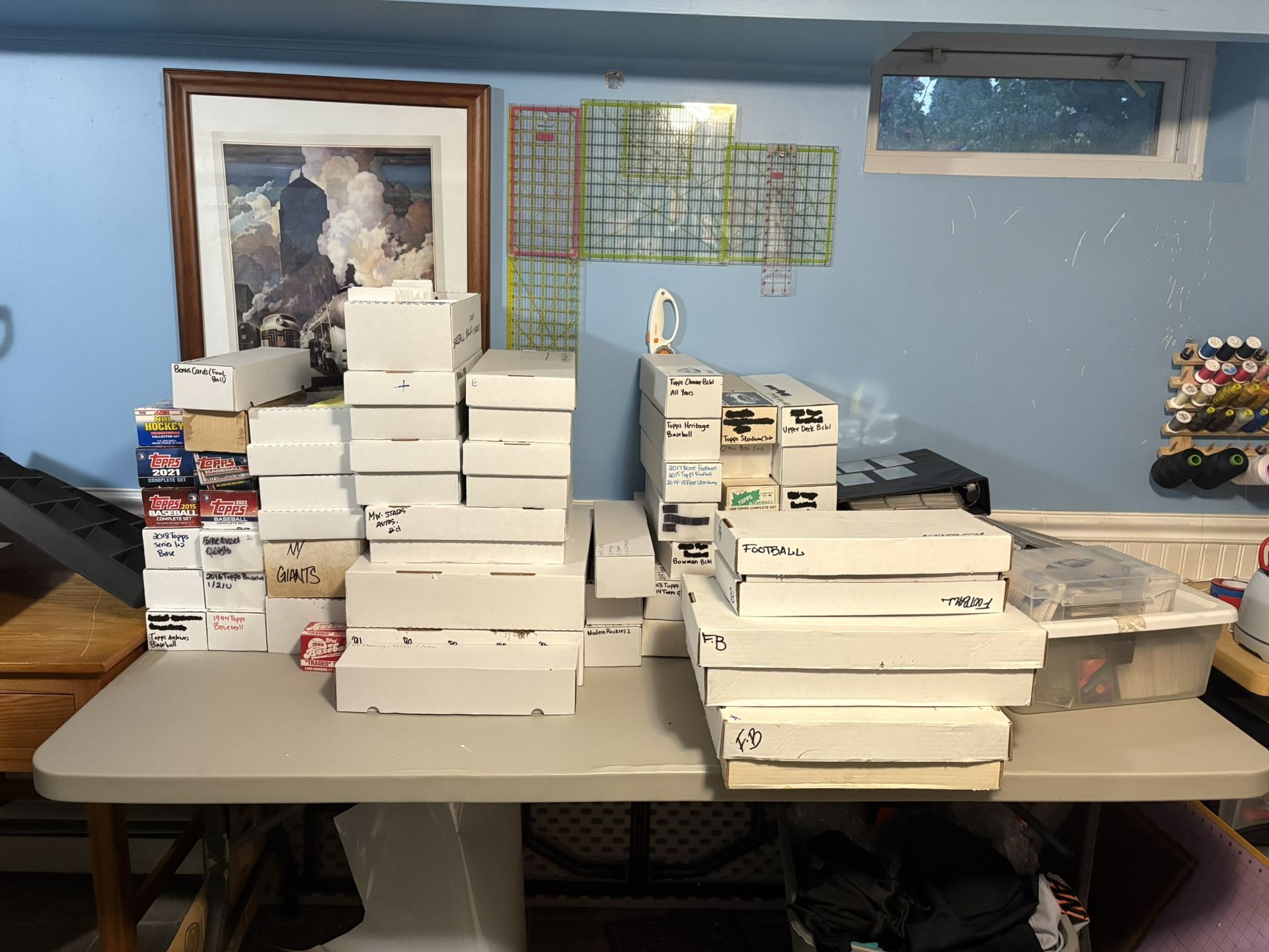 Large Collection of Baseball, Football, and Hockey Cards, Over 50,000 cards total