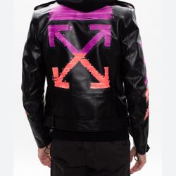 Off-White (Neiman Marcus) Black Leather Jacket NWT XXL
