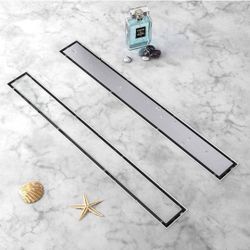 (New in Box) YEFU 2 IN 1 Linear Shower Drain 24-Inch, New type Linear Drains, 304 Stainless Steel Shower Floor Drain with Tile Insert Grate, Adjustabl