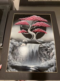 Framed Japanese-Inspired Cherry Blossom Waterfall Art — $10 OBO