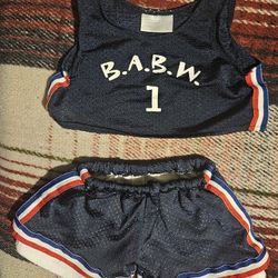 BUILD-A-BEAR WORKSHOP SET OF BASEBALL " B.A.B. W. #1 " SHORTS JERSEY