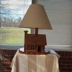 Handmade Fully Functioning Lite Up Cabin Lamp