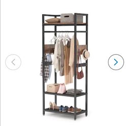 Clothing Storage  Freestanding Garment Rack with Shelves for Entryway & Bedroom