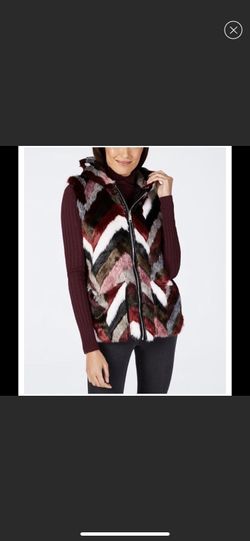 Steve Madden faux fur chevron hooded vest XS/S NWT